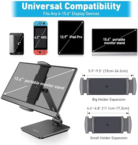 Premium Above TEK 360° Swivel Aluminum Tablet Stand: Adjustable Holder for 4″-15.6″ Devices – Ideal for Retail, POS, and Office Use – Durable Grey Finish for Enhanced Display and User Engagement Solutions