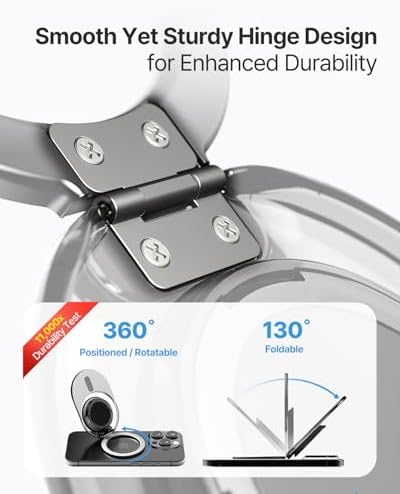 Maximize Your Smartphone Utility with the Sinjimoru Mag Safe-Compatible Phone Grip Stand – 3000 G Kickstand for i Phone 12 to 16, Includes Adaptor Ring for Effortless Hands-Free Use, Stylish Clear Black Design for Modern Aesthetics