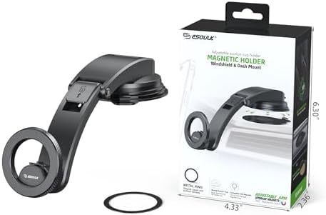 Esoulk Ring Magnetic Car Phone Holder – Ultimate Versatile Mount for Dashboard, Windshield & Air Vent – Strong Magnetic Grip for Enhanced Driving Safety – Compatible with Mag Safe & All Smartphone Models – Effortless Installation, Sleek Design, and Optimal Convenience for Modern Drivers