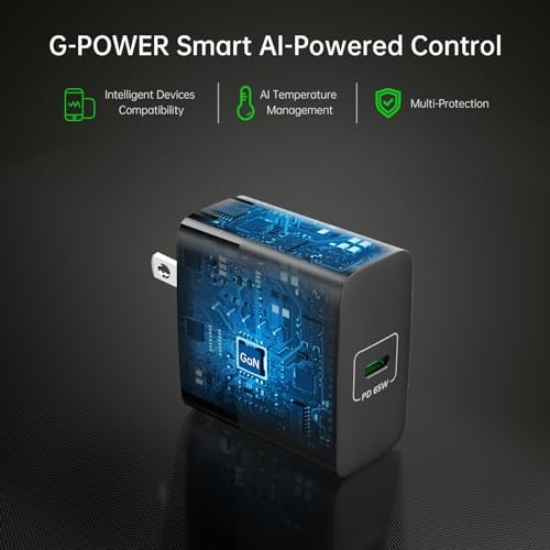 High-Performance 65 W USB C Fast Charger Block – Advanced PD 3.0 & PPS Technology for Rapid Charging, Foldable Design for Maximum Portability, Ideal for Mac Book Pro/Air, i Phone 16/15/14, Samsung Galaxy, Google Pixel – Ultimate Safety Features for Reliable Power Anywhere
