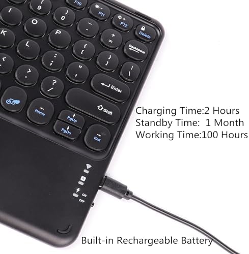 Portable Wireless Bluetooth Keyboard with Touchpad – 10-Inch Rechargeable Slim Design for i Pad Pro, Air, Mini & More | Stylish Purple Finish for Enhanced Productivity on i OS, Android & Windows Devices