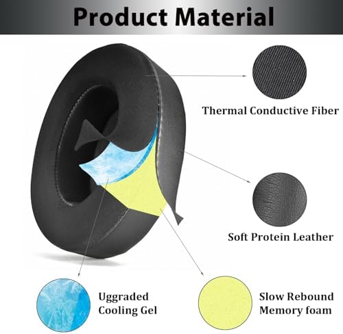 Elevate Your Beats Studio Pro Wireless Headphones with Premium Cooling Gel Replacement Earpads – Soft Protein Leather & Adaptive High-Density Memory Foam for Unmatched Comfort and Sound Isolation – Innovative Design in Sleek Black for Extended Wear Performance
