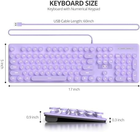 Elevate Your Workspace with the Fogruaden Retro Typewriter Keyboard – Stylish Full-Size USB Design, 104 Round Keys, and White LED Backlighting for Effortless Night Use, Ergonomic & Silent Membrane Keys Perfect for Windows PC and Laptops, Ideal for Writers and Gamers Seeking a Unique Vintage Touch