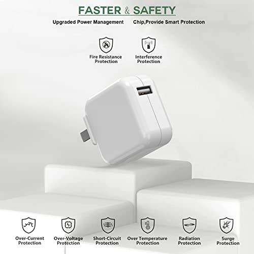 Dual-Pack Apple MFi Certified 12 W i Pad and i Phone Chargers with Foldable Travel Plug and 3.3 FT Lightning Cables – Ultimate Fast Charging Solution for Home and On-the-Go Compatibility