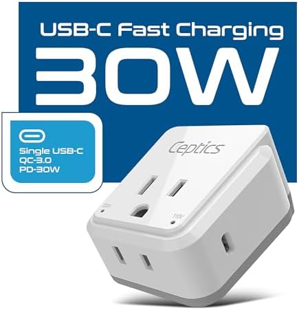 Compact Travel Power Adapter Set for Brazil, Peru & Chile – 20 W Dual USB & USB-C Charger with 2 USA Sockets – Fast Charging with Type C & N Attachments – Portable Plug Converter for Global Travelers – Stay Connected Anywhere