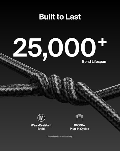 Belkin USB C to USB C Cable 2-Pack – 6.6 ft High-Speed Charging Solution for i Phone 16, Galaxy S25, Mac Book, and More – Durable Braided Design with 240 W Power Delivery for Ultimate Performance – Flexible and Stylish Charging Cords for Home, Office, and Travel