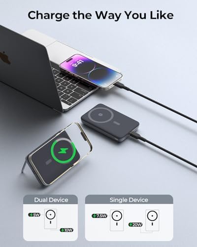Magnetic 10,000 m Ah Battery Pack with Foldable Kickstand – High-Speed 30 W USB-C Wireless Charger for i Phone 16/16 Plus/16 Pro/16 Pro Max & 15/14/13/12 Series – Ultimate Portability and Enhanced Charging Efficiency