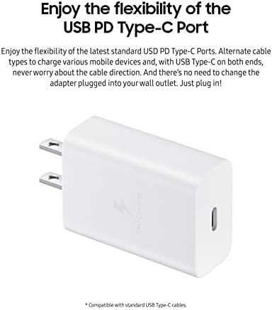 SAMSUNG 15 W USB-C Wall Charger with Fast Charging Cable – Universal Compatibility & Efficient Power Delivery for Smartphones and Tablets, Compact Design for Travel
