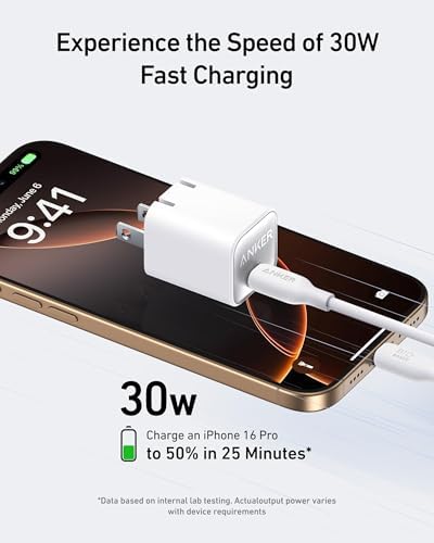 Anker Nano 30 W USB-C Charger Block – Ultra-Compact Fast Charger for i Phone 16/15, Galaxy Devices, & i Pads – Travel-Friendly Design with Power IQ 3.0 for Rapid, Efficient Charging & Enhanced Device Life – Perfect for Mag Safe Accessories and On-the-Go Power Needs