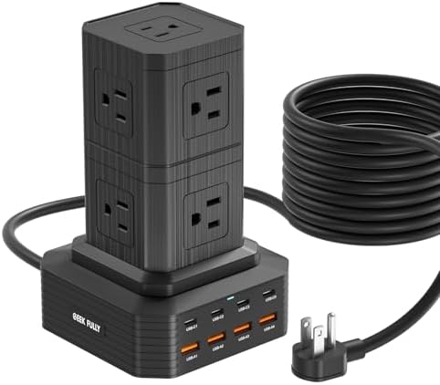 Revolutionize Your Charging Setup with the 100 W USB-C Multi-Device Power Strip – 13-in-1 Surge Protector Featuring 4 PD USB-C and 4 USB-A Ports for Rapid Charging of Mac Book Pro/Air, i Phone 15/14, i Pad, and More – Compact, Durable, and Designed for Seamless Office and Home Use