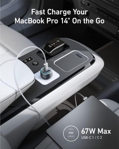 Anker 67 W USB-C Car Charger for i Phone 16/15 & Galaxy S23 – Compact 3-Port Fast Charger with PIQ 3.0 Technology, Includes USB-C to C Cable for Ultimate Multi-Device Charging on the Go – Reliable Power for Mac Book & i Pad Air