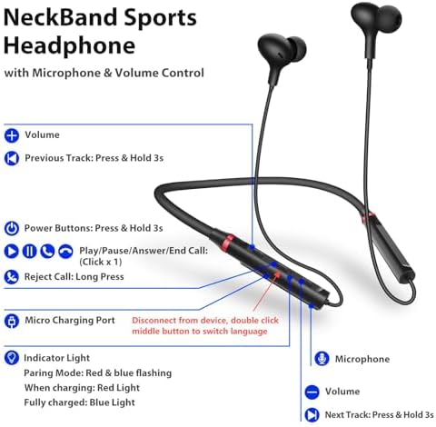 Advanced Bluetooth Wireless Earbuds with Magnetic Neckband – Premium Sports Headset for Samsung A53/A54, i Phone 13 Pro Max, Google Pixel 9 XL – Unmatched Sound Clarity & Versatile Device Compatibility for Active Lifestyles