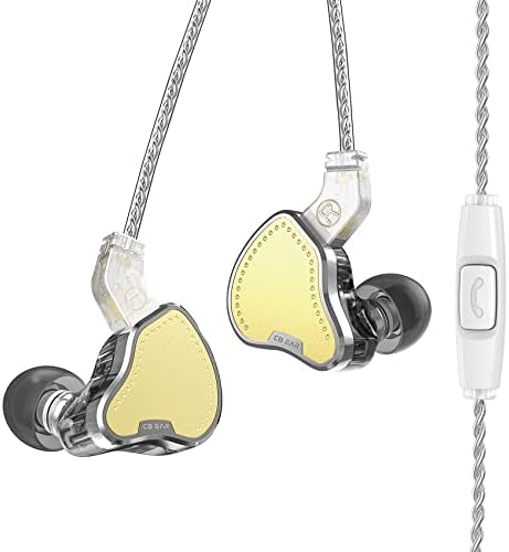 KBEAR KB2208 Gold In-Ear Earphones with Detachable Cable – Hi-Fi Stereo Sound, Deep Bass & Noise Isolation for Sports, Running, and Everyday Use with Built-in Microphone – Enhanced Compatibility for Seamless Connectivity