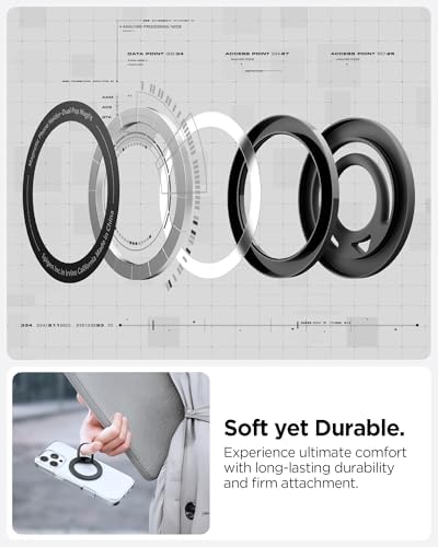 Experience Ultimate Grip with Spigen Dual Pop Mag Fit Phone Holder – Premium Magnetic Silicone Mount for i Phone 16/15/14/13/12 Series – Sleek Gray Design for Enhanced Stability and Comfort on the Move.