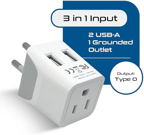 Compact Dual USB Travel Adapter for Effortless Charging in Australia, New Zealand, and China – Essential Type I Plug for Phones, Tablets, and Cameras – Quick Charge Capability with Universal Compatibility for Hassle-Free Global Adventures
