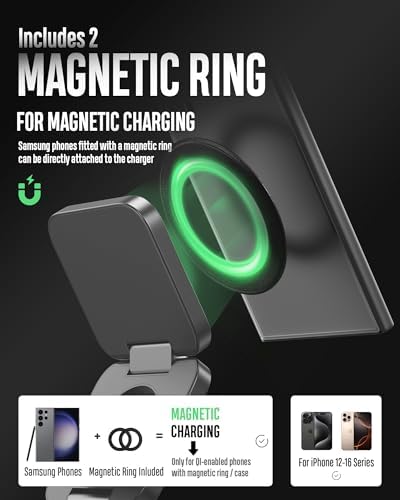 Portable 3-in-1 Wireless Charging Station for Samsung Devices – Foldable and Fast-Charging Travel Stand for Galaxy S24 Ultra, S23, S22, Note 20, Z Fold/Flip 6/5, Galaxy Watch Ultra 7/6/5 & Galaxy Buds – Sleek Gray Design for Maximum Compatibility and Efficiency