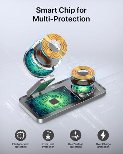 3-in-1 Magnetic Foldable Wireless Charging Station – Ultra-Fast Mag-Safe Charger for i Phone 16/15/14/13/12, Apple Watch Ultra/SE/10/9/8/7/6/5/4, Air Pods Pro/4/3/2 | Compact & Adjustable Design with Enhanced Safety Features in Black & White – Perfect for Home & Travel