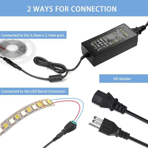 Universal 24 V DC Power Supply Adapter – 6 A, 144 W AC to DC Converter with Dual Output (5.5 mm x 2.5 mm & 2.1 mm) – Ideal for LED Strip Lights, CCTV Cameras, and Printers – Enhanced Stability and Compatibility for Optimal Device Performance