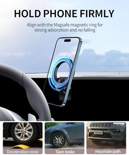 Premium BMW Phone Holder for 2014-2021 2 Series, 2012-2018 3 Series & 2014-2020 4 Series – 360° Rotating Magnetic Mount with Mag Safe Compatibility for Hands-Free Navigation and Modern Aesthetics – Secure Clip Design for Easy Installation and Enhanced Driving Safety