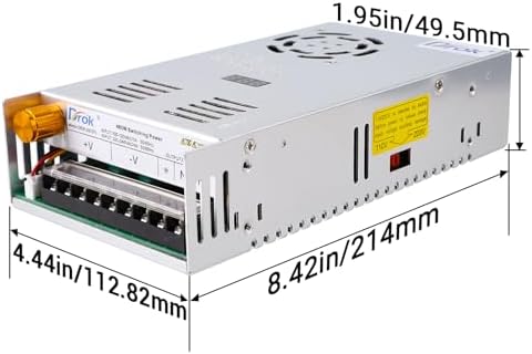 DROK 24 V Adjustable Power Supply – High-Efficiency AC to DC Converter for Reliable Power Delivery, 20 A 480 W Regulated Adapter Perfect for Computer Labs and Versatile Electronic Applications, Adjustable 5 V to 24 V Voltage Transformer for Enhanced Performance and Compatibility