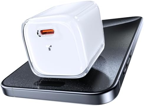 Ultra-Fast TORRAS Icenano 30 W USB-C Charger Block – PD 3.0 Compatible Wall Adapter with 5.5 ft Cable, Stylish Crystal Pink Design, Low-Temperature Operation for Safe Charging of i Phone 16/15 & Mag Safe – Perfect for Travel and Home Use