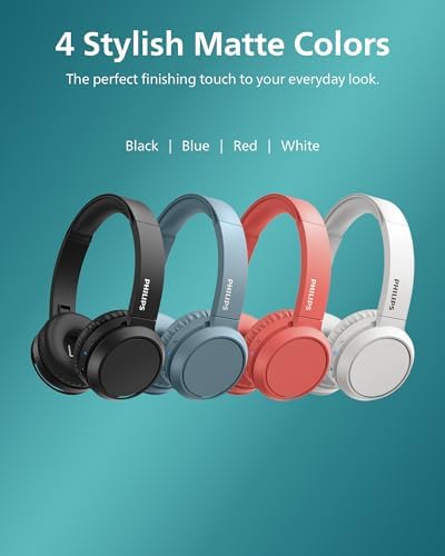 PHILIPS H4205 On-Ear Wireless Bluetooth Headphones – Unleash Your Music with Enhanced BASS Boost, 32 mm Drivers, and 29-Hour Battery Life – Lightweight Comfort and Fast Charging for All-Day Listening in Stylish Blue – Perfect for Commuting, Workouts, and Home Relaxation
