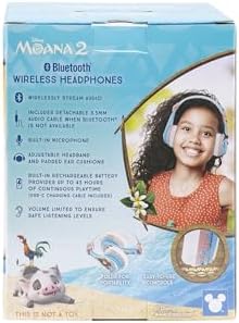Moana-Inspired Kids Bluetooth Headphones – Over-Ear Comfort with Built-in Microphone and Auxiliary Cord – Ideal for School, Travel, and Home Audio – Superior Sound Quality and Enhanced Connectivity for Young Disney Fans