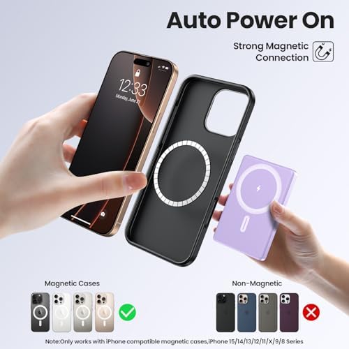 Magnetic 10000 m Ah Ultra-Slim Power Bank – 20 W Rapid Wireless Charger for i Phone 12/13/14/15 Pro Max – Compact & Lightweight Design with Enhanced Safety – Ideal for Quick On-the-Go Charging Solutions