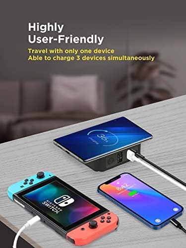 Gigastone 10,000 m Ah 3-in-1 Qi Wireless PD Power Bank with AC Plug – Fast Charging Solutions for i Phone & Android – USB-C PD 20 W, USB-A QC3.0 18 W, Qi 15 W Compatibility – Global Voltage for International Use – Sleek & Portable Design for On-the-Go Charging