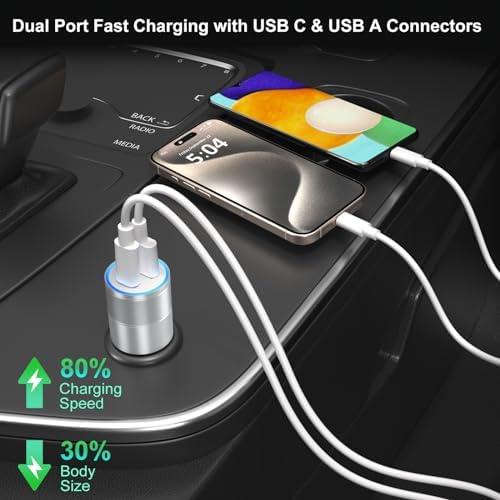 Power Up Anywhere: Bangfun 40 W Dual Port USB C Car Charger – 5 Pack – PD 3.0 Rapid Charging Adapter for i Phone 15/14/13/12 Pro Max & Samsung S24/S23 – Compact Cigarette Lighter Charger for On-the-Go Convenience – Enhanced Dual Device Compatibility and Safety Features