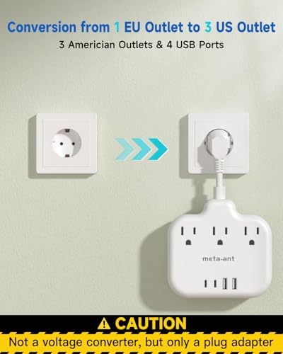 Ultimate Universal Travel Plug Adapter with PD30 W Fast Charging Hub – 3 Multi-Port Connectivity for International Travel, Featuring Dual USB-C & USB-A Outputs, 3 ft Extension Cord for Effortless Power in EU, US, UK, France & Spain – Perfect Solution for Global Adventurers Seeking Reliable Charging Options