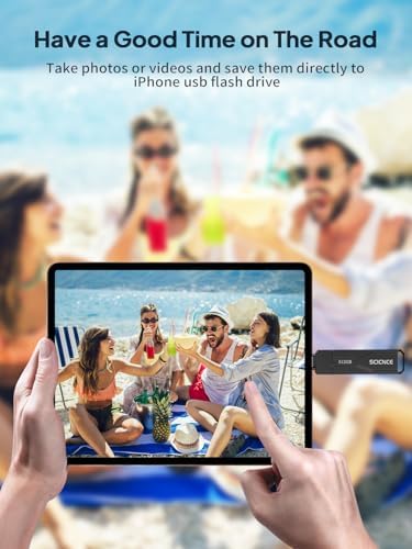 Unleash Your Digital Freedom with the SCICNCE 512 GB Flash Drive: Effortless Plug and Play Memory Stick for i Phone, i Pad, Android, and PC – Ultimate Storage Solution for Photos, Videos, and Documents in Sleek Metal Silver Design – Fast Transfers, No App Required, Perfect for On-the-Go Backup