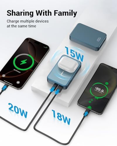 26800 m Ah Magnetic Power Bank – Premium Aluminum Alloy Portable Charger with 20 W USB-C Fast Charging for i Phone 12-16 Series, Sleek Silvery Gray, Effortless Wireless Charging for On-the-Go Power Solutions