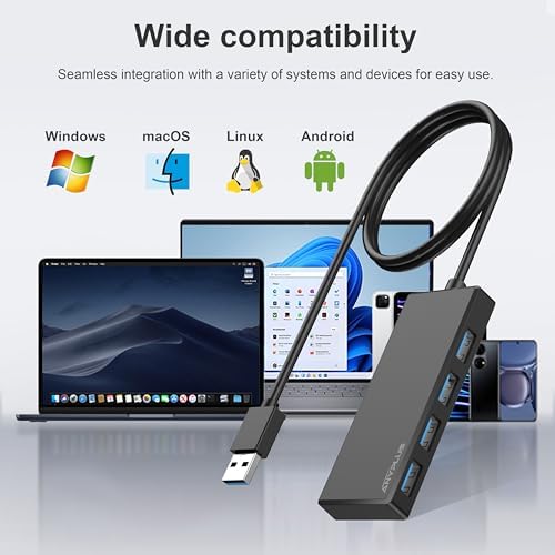 Unlock Seamless Device Connectivity with Our Compact 2 ft USB 3.0 Hub & Multiport Splitter – High-Speed Adapter for Laptops, PCs, i Macs & More – Effortlessly Connect Multiple Devices for Enhanced Productivity on the Go!