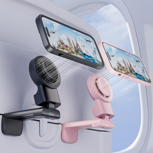 MiiKARE Airplane Travel Essentials Magnetic Phone Holder, Universal Handsfree Phone Mount for Flying with 360 Degree Rotation, Travel Must Haves Phone Stand for Desk, Tray Table, Black – Enhanced Compatibility and Speed