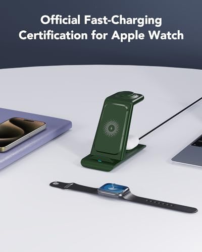 HATALKIN Advanced 3-in-1 Wireless Charging Hub: Ultimate Power Station for Apple Watch, i Phone 16/15/14/13/12 Pro Max/X/XS, and Air Pods Pro – Rapid Intelligent Charging in a Modern, Space-Saving Design for Effortless Home and Office Efficiency