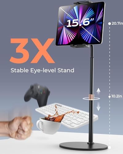 Versatile Adjustable Tablet Stand by LISEN – Ergonomic Holder for 4.7-13” Devices with Thick Cases – Hands-Free Viewing Solution for Home & Office – Lightweight, Portable Design with Durable Non-Slip Base for Enhanced Comfort & Stability