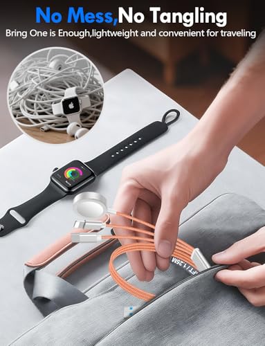 Ultimate 2-Pack Fast Charging Cable Set: Versatile USB A/Type C/Lightning Cables for Quick Charging of Apple Watch & i Phone, 4 FT Length for Seamless Travel Compatibility with i Phone 11-16, i Pad, Apple Watch Ultra & SE, Durable Multi-Device Solution for Enhanced Power Efficiency and Convenience