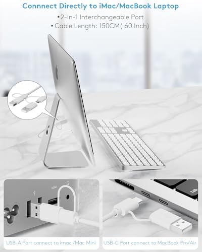 Sleek All-Aluminum Wired Keyboard for Mac OS – Full-Size USB Design with Numeric Keypad for Effortless Data Entry, Exceptional Durability, and Enhanced Typing Speed – Perfectly Compatible with i Mac, Mac Book, i Pad, and Mac Mini – Elevate Your Workspace with Elegant Silver Finish