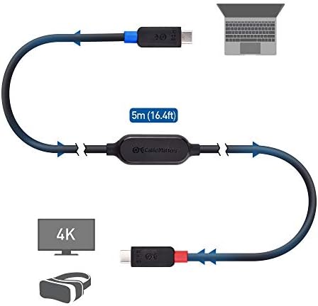 Experience Unmatched Connectivity with Cable Matters 10 ft Active USB C Cable – 10 Gbps Data Transfer, 4 K@60 Hz Video Support, and 60 W Charging for Apple Vision Pro and Meta Quest 3 – Ultimate VR Accessory for High-Performance Streaming and Gaming – Durable Unidirectional Design for Enhanced Stability and Speed