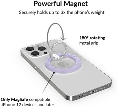 Transform Your i Phone 16, 15, 14, 13, 12 with VELVET CAVIAR’s Amethyst Purple Leopard Mag Safe-Compatible Grip – Stylish Magnetic Ring Holder & Adjustable Stand for Effortless Hands-Free Viewing, Secure Texting, and Enhanced Usability – Elevate Your Mobile Experience with Durable, Lightweight, and Customizable Accessory