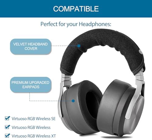 Ultimate Comfort Upgrade: Premium Replacement Ear Pads & Headband Cover for Corsair Virtuoso RGB Wireless SE XT Gaming Headset – Stylish Black Cushions for Enhanced Durability and Effortless Installation