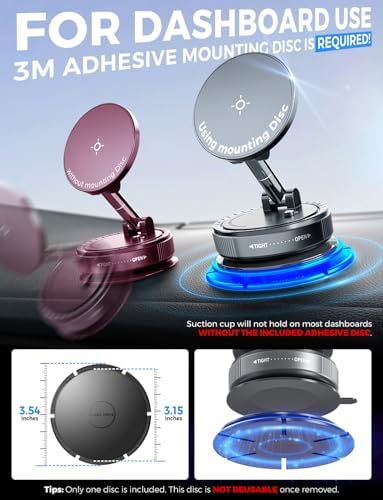 Transform Your Driving Experience with the e Samcore Magnetic Phone Holder – Premium Mag Safe-Compatible Car Mount Featuring Advanced Vacuum Suction for Secure Attachment on Windshields, Mirrors & Gym Equipment – Innovative Foldable Stand for Effortless Hands-Free Navigation and Optimal Viewing Angles
