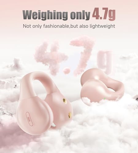 King Lucky i21 Purple Bluetooth 5.3 Open Ear Clip-On Earbuds – Advanced Noise Cancellation & IPX4 Waterproof Design for Small Ears and Glasses Wearers – Perfect for Active Lifestyles & Hands-Free Calls