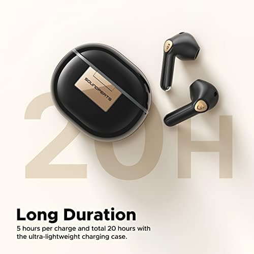 Experience Next-Level Sound with Sound PEATS Air3 Deluxe HS True Wireless Earbuds – Advanced Bluetooth 5.3 Technology, 14.2 mm High-Resolution Drivers, and 4 Microphone Noise Cancellation for Superior Call Clarity – IPX4 Waterproof Design for Active Lifestyles – Enjoy Up to 20 Hours of Uninterrupted Playback – The Ultimate Choice for Music Enthusiasts and Fitness Buffs