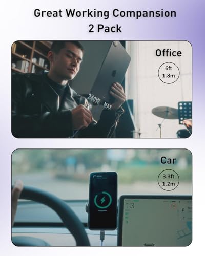 240 W High-Speed Magnetic USB C Charging Cable Set – 2-Pack (3.9 ft & 6 ft) Braided Type C Charger for Phones, Mac Books & i Pads – Ultimate Durability & Enhanced Compatibility for Fast Charging Solutions