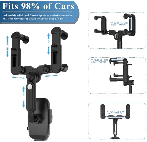 Mag Safe Rear View Mirror Phone Holder – Adjustable Magnetic Car Mount for i Phone 16/15/14/13/12 & All Mag Safe Devices – Secure Grip for Hands-Free Navigation – Compact Retractable Design with Effortless Installation – Elevate Your Driving Experience and Stay Connected Safely