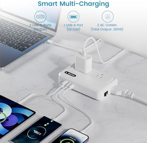 Global Voltage Converter and Travel Adapter – BESTEK 220 V to 110 V Power Transformer with Dual AC Outlets & 3 USB Ports (2 USB-C) – Essential for International Travel, Rapid Charging for Hair Tools & Electronics – Compact Design for Worldwide Compatibility