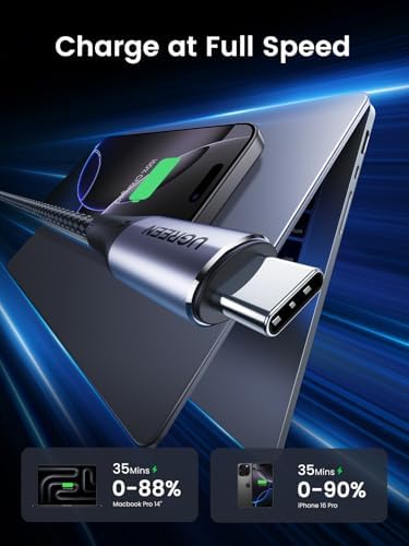 UGREEN USB C to USB C 3.2 Gen 2 Cable – 10 Gbps High-Speed Data Transfer & 4 K Video Support – 240 W Rapid Charging for i Phone 16/15, Samsung Galaxy S24/S23, Mac Book Pro, i Pad Pro, Dell XPS – 3.3 FT Versatile Connection for Enhanced Performance and Reliability