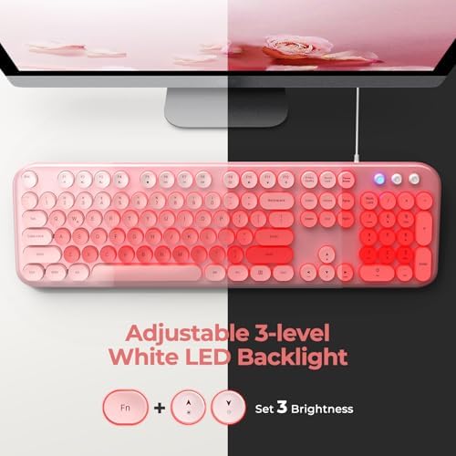 Retro-Inspired Full Size Typewriter Keyboard with Number Pad – Wired USB Keyboards for Windows 7, 8, 10, 11 | Enhance Your Typing Experience with Classic Charm and Modern Efficiency | Perfect for Home and Office Use